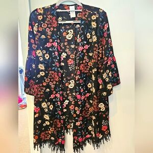 Floral Black Kimono Jacket